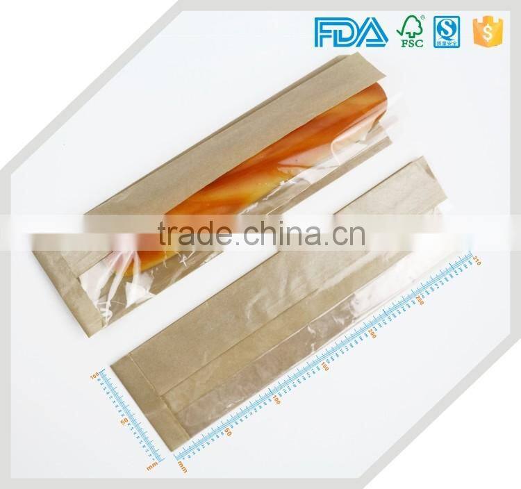 side gussets baguette kraft paper bread bag with window