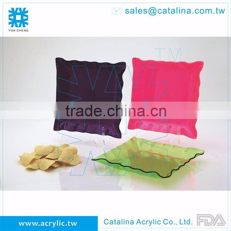 Hot sale Acrylic Waving Wedding Food Cake Fruit Serving Tray