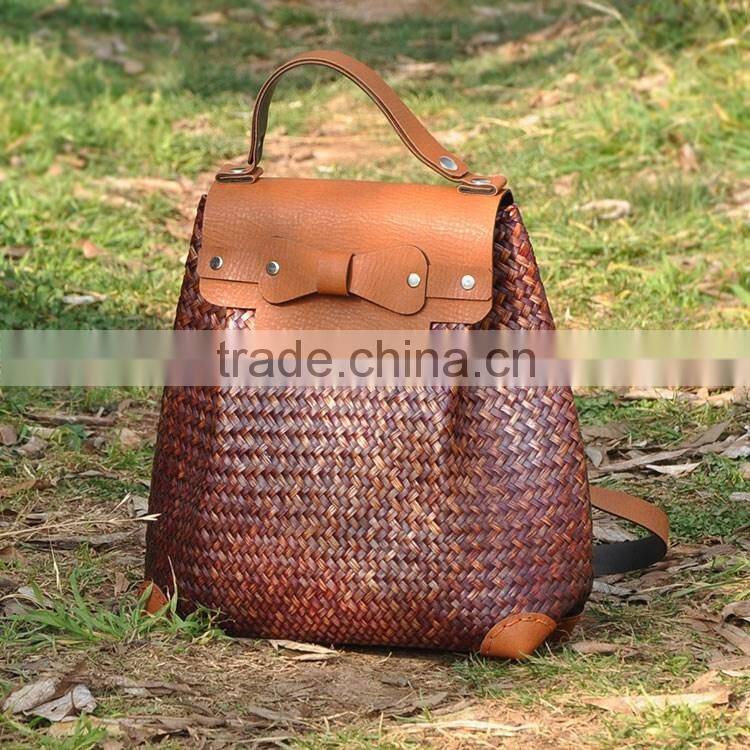 2016 New cheap straw bag ladies handbag thailand straw bag for women light straw backpack