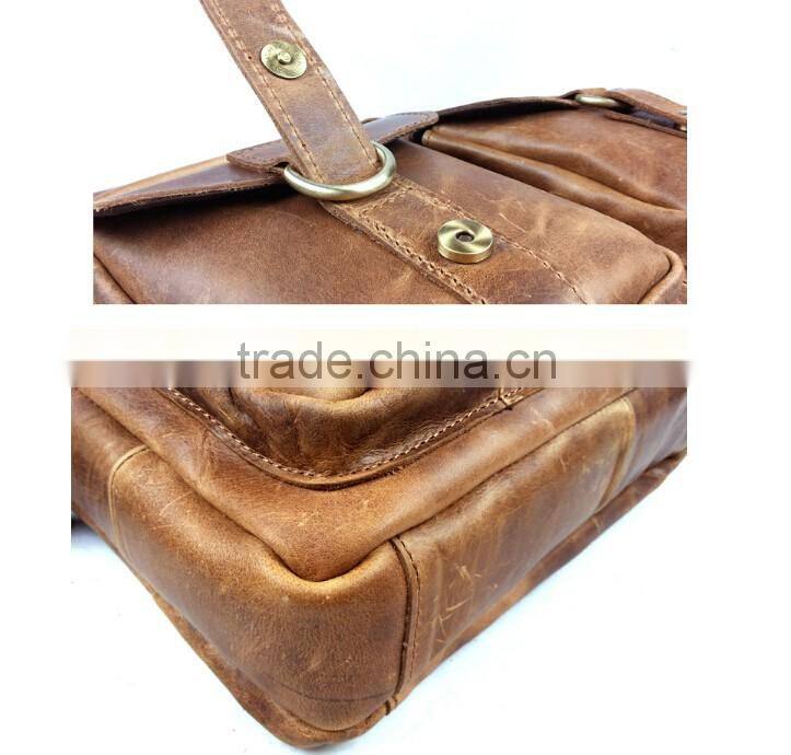 Boshiho vintage cowhide leather handle handmade travel bags organizer