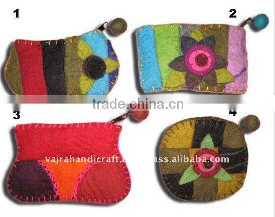 Nepal Handmade Felt Cute Girls Flower Small Coin Purse