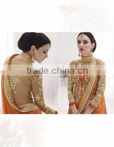 Green Net Lehenga Saree