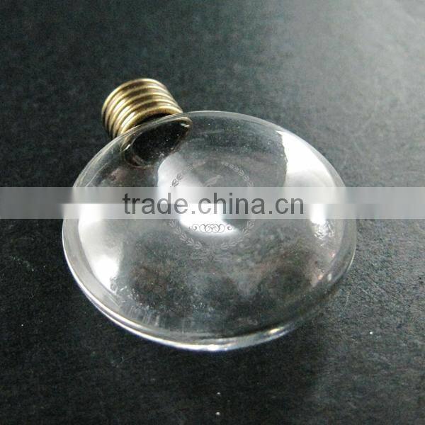 33mm flat round glass blub wish vial pendant globe charm with antiqued bronze loop DIY glass dome jewelry supplies 1810405
