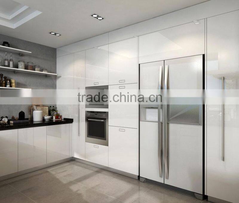 Factory price Customized high gloss white kitchen cabinet design