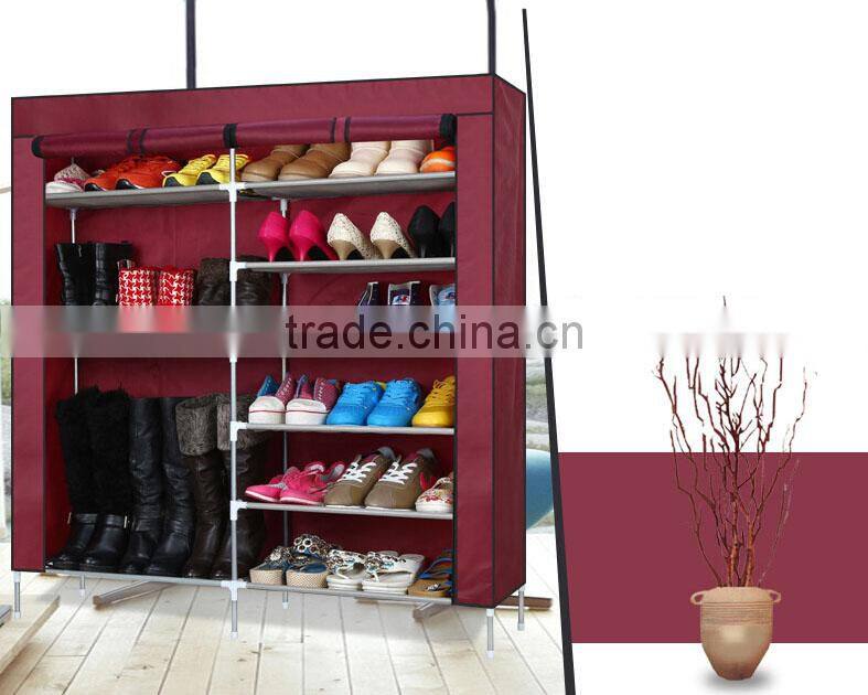 FC118B New Fashion rolling Door Fabric Shoe Cabinet