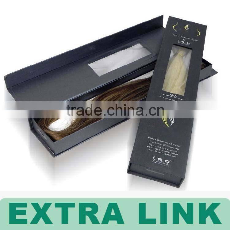 Wholesale Cheap Black Recycled Hair Extension Packaging Paper Cards Boxes With Window