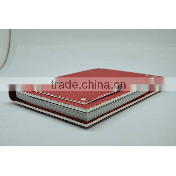 Fashion pu double wire notebook with large pocket on cover