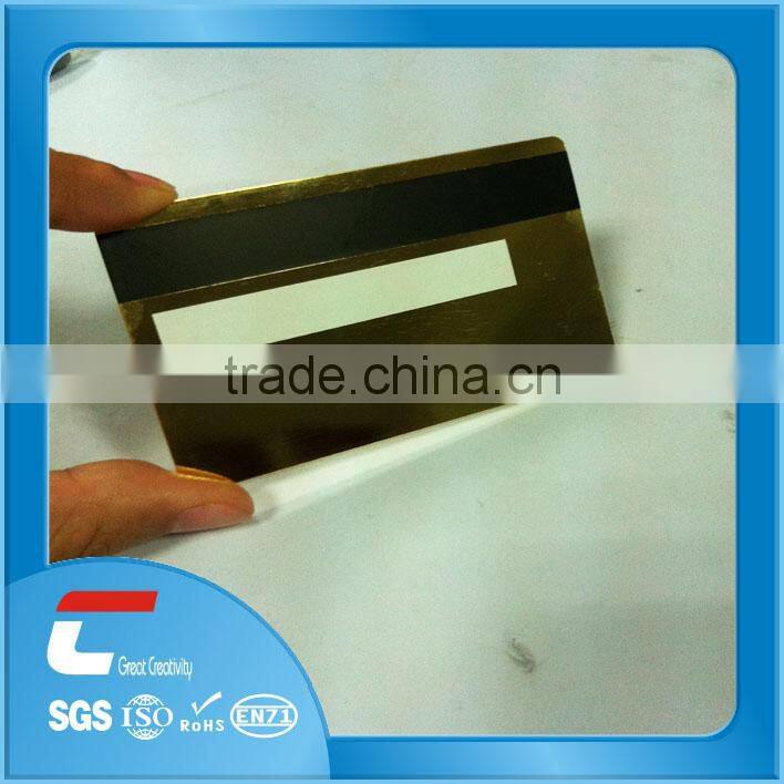 gold stainless steel card magnetic with hico magnetic stripe and signature panel in china