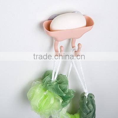 Hard Plastic Soap Dish Holder Bathroom Shower Tray With Hook Wall Suction Cup