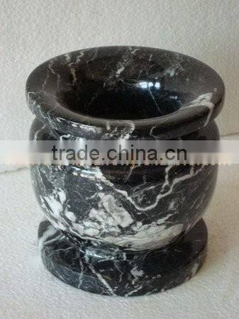 NATURAL BLACK ZEBRA MARBLE FLOWER VASES