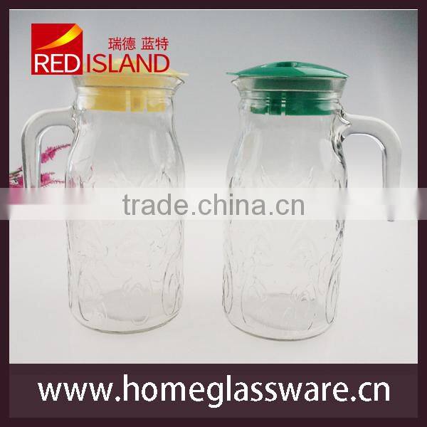 large glass water bottle with lid, juice bottle