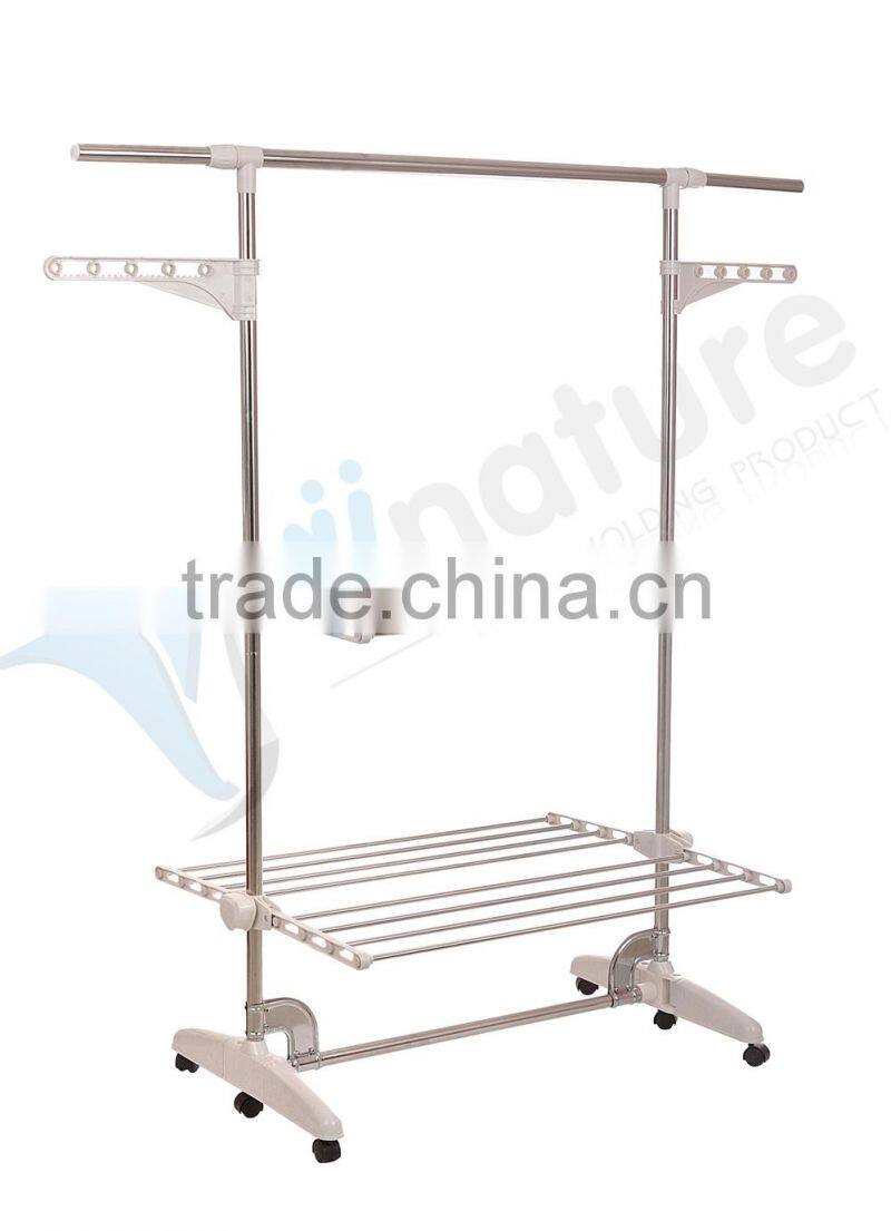 Clothes Airer Drying Rack Extra Large Deluxe 3 Tier Clothes Drying Rail (20M Hanging Space) White and Orange Folding hangers Fla