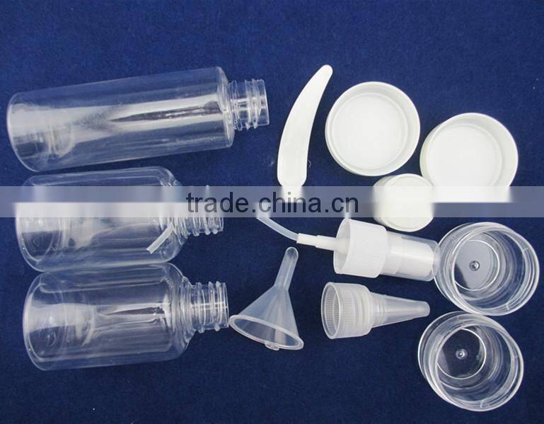 plastic transparent travel bottle set for women bathroom
