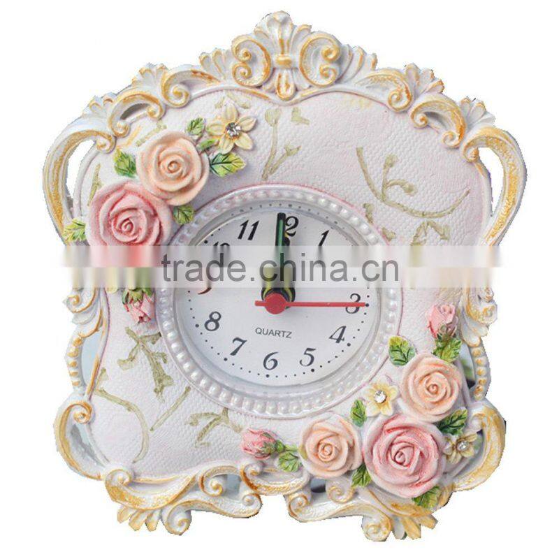 resin Petite Floral rose Alarm Clock/table alarm clock/rose desk clock
