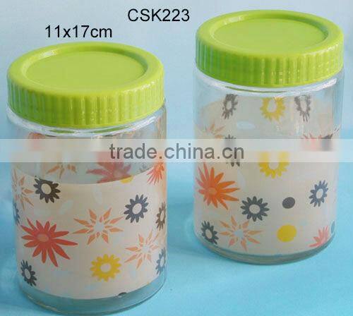 semilucent glass candy mason jar with plastic lid