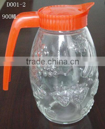 900ml glass water juice liquid jug with handle