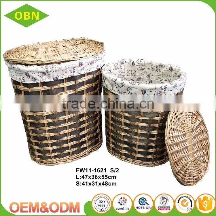 Wholesale storage basket customized wicker laundry basket with lids