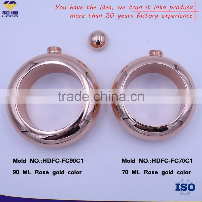 OEM High Quality Safety Portable 304 Stainless Steel Single Wall 2.4 oz Whiskey Hip Flask