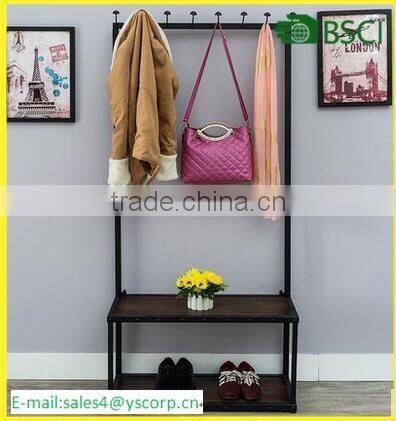 Clothes Hanging Cloth Garment Rack Stand Vintage Stand Closet Shelf Storage Garment Bedroom Clothing Rack with Shoe Storage