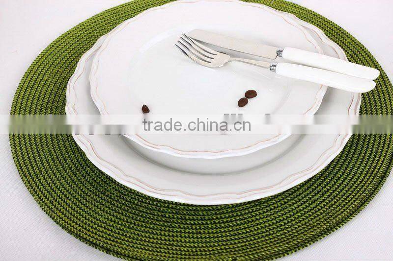 green eco plastic tablemat/braided placemat/placemat for dinnerware