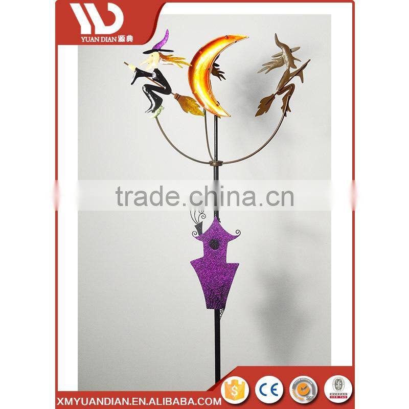 Garden Multi Metal Starry Circles Wheel Solar Moon Light Led Wind Spinner