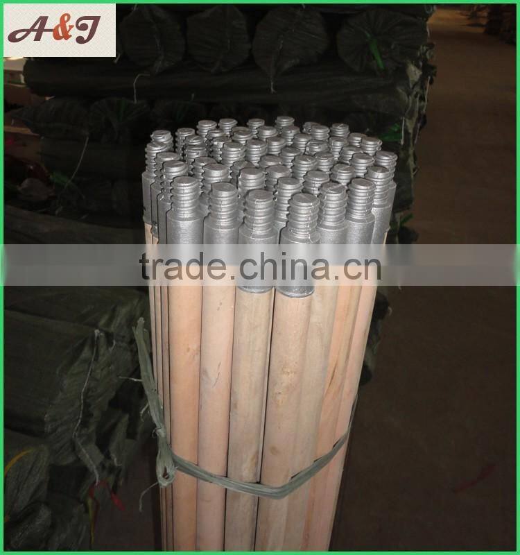 Durable wood brush handle with metal screw