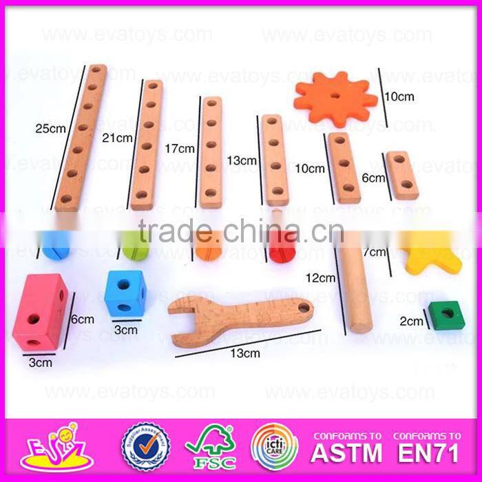 2016 most popular changable screw assemble toy, wooden screw assemble toy W03C013
