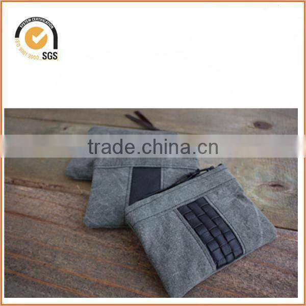 NEW canvas zippered pouch - neon accent & pin dot lining