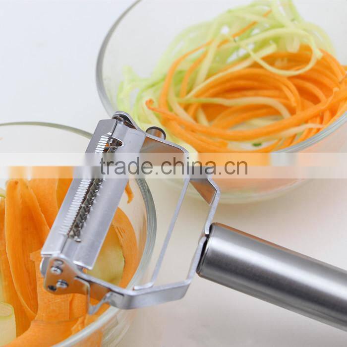Super Quality Stainless Steel 4 in 1 Function Julienne Peeler with Round Handle