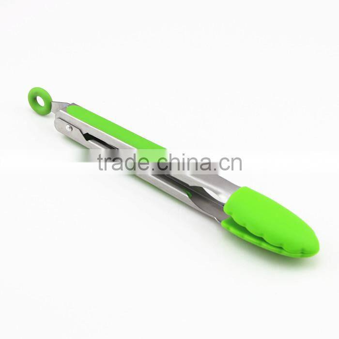 Green Mini Kitchen Standard Tongs Pasta Meat BBQ Grilling