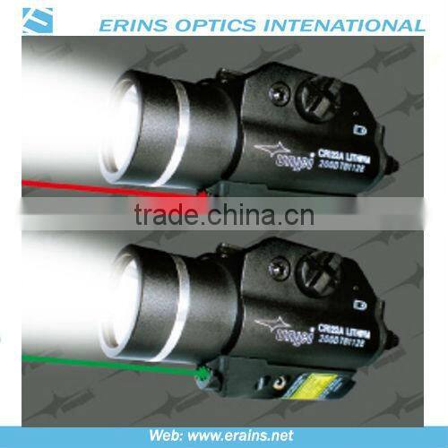 Pistol mounted green laser sight and 200 lumen CREE Q5 LED light combo