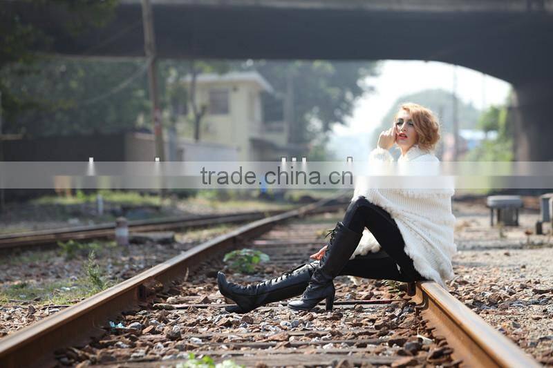 2014 Fashion Ladies Long-sleeve White Cape Collar Cardigan Knitted Partern