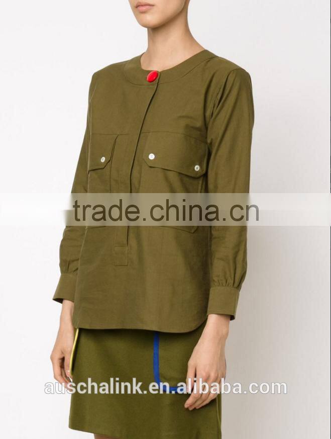 new arrival khaki patch pocket fancy casual shirt OEM service