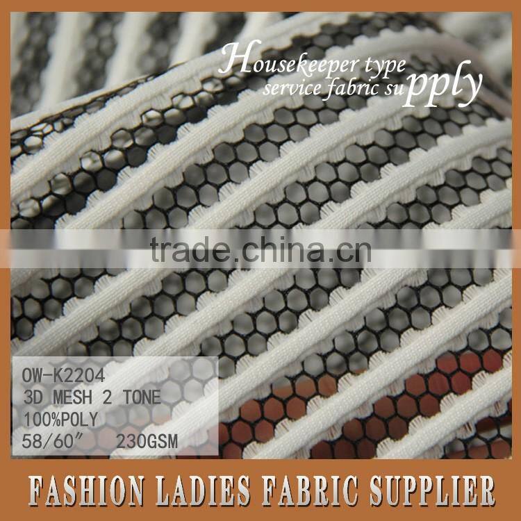 new popular high quality 100 percent polyester knit mesh embroidery two tones fabric