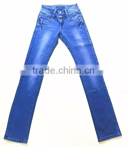 lady's classic straight denim long pants