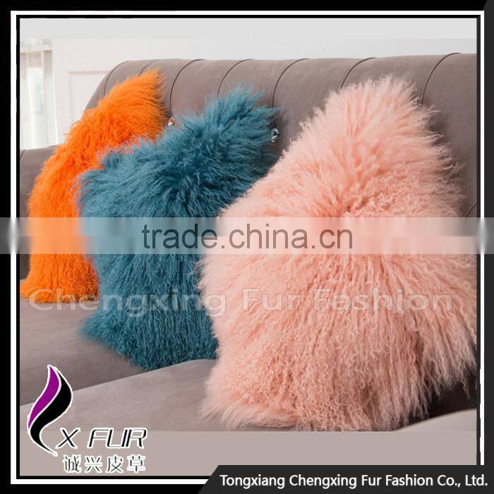 CX-D-04F Newest Mongolian Sheep Lamb Fur Pillow Cover
