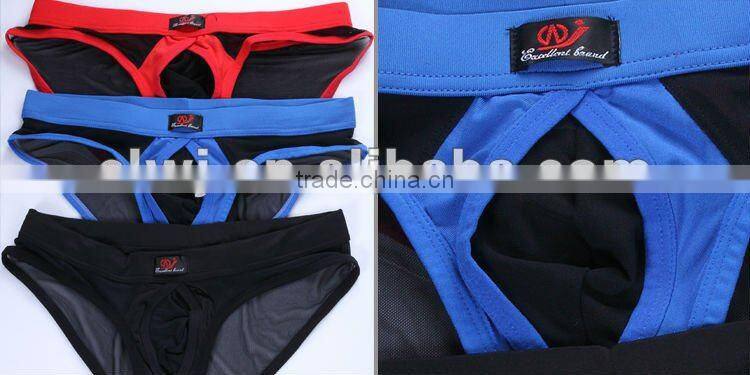 2012sexy color matching boxer brief for men ,high quality and transparent boxer brief