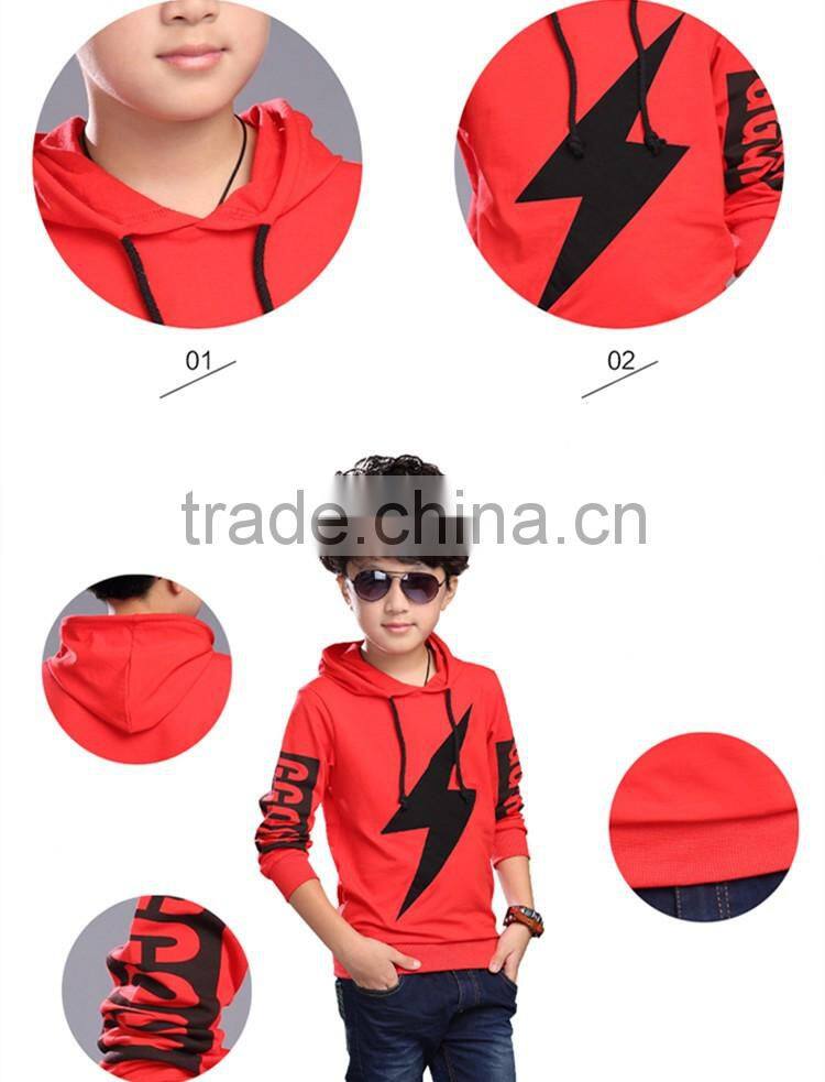 Boys new spring hooded lightning printing long sleeve fleece children sports coat