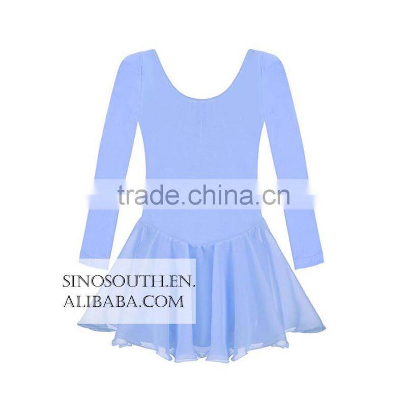 2017 New arrival Solid Color Long Sleeve girls leotard dance leotards Dress