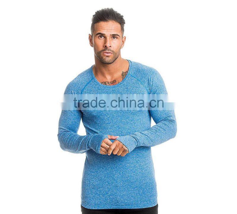 Longline blue tri blend t shirt slub t shirt custom logo gym fitness t shirt
