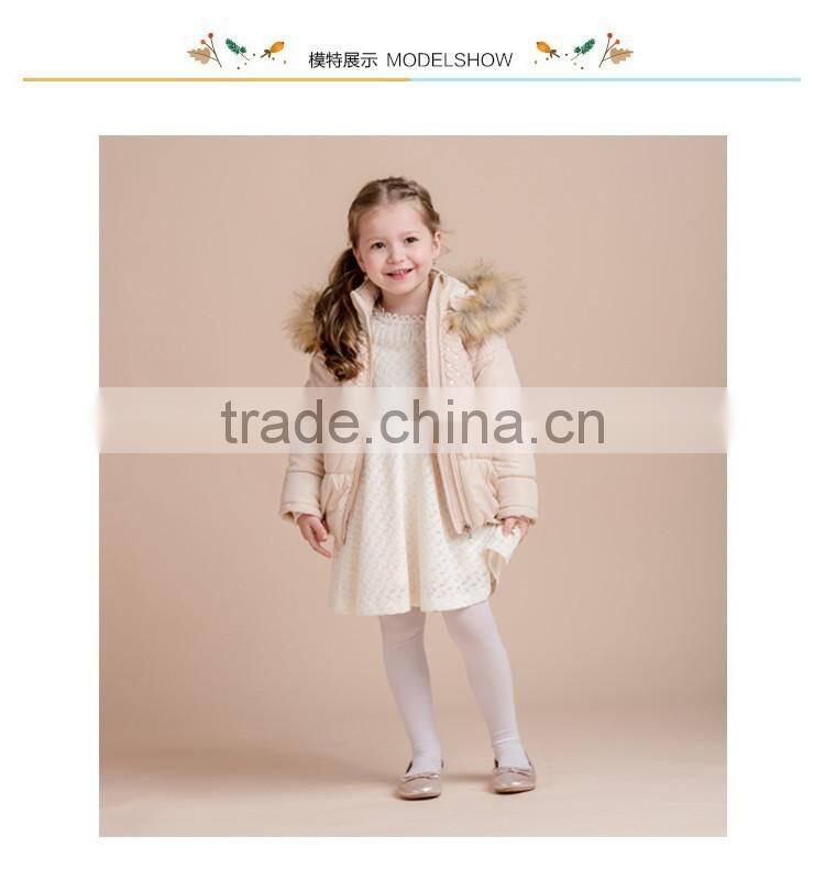 2017 Latest Design Girls Winter Jacket With Fur Hood Kids Clothes Padding With Cotton