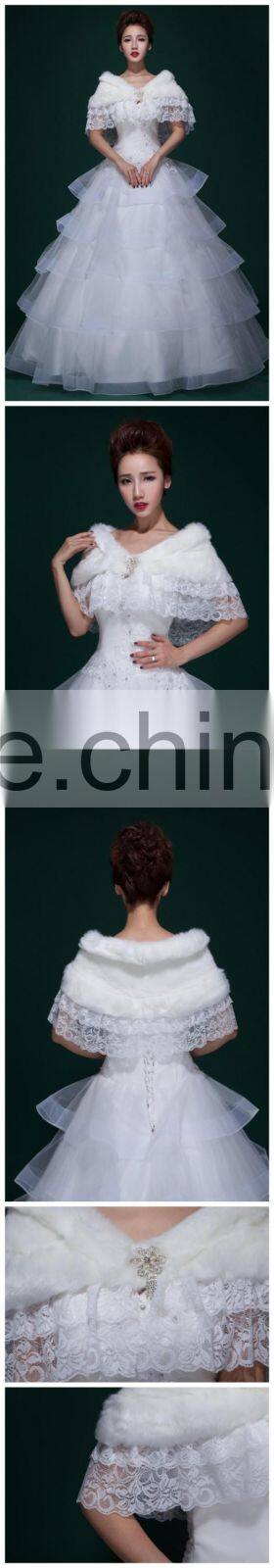 2016 Faux Fur Coats Jackets Vintage Party Bridesmaid Cape Cloak Winter Women Shawl Fox Fur Outwear