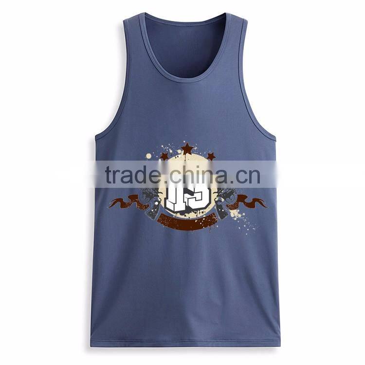 Custom printed design bulk mens fitness 95% cotton 5% spandex tank top
