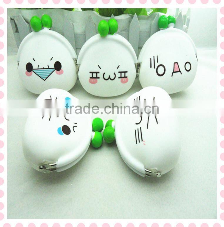 S80126A Cute Cartoon Expressions Silicone Coin Purse Key Earphone Organizer Storage Bags Change Wallet for Kids Girls