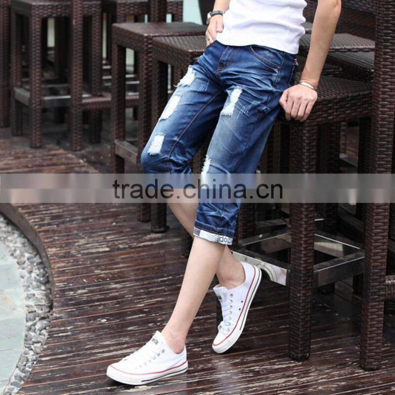Men Skinny Denim Stretch Shorts Summer Jeans Short