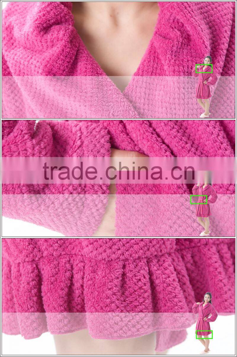 100% Polyester women night casual fleece bathrobe for women