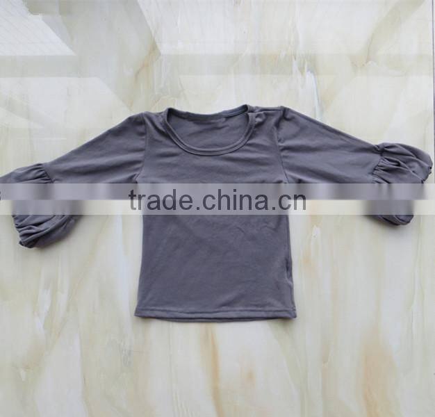 LY-087 wholesale persnickety baby girl blank shirt lantern sleeve toddler plain t shirt baby clothing