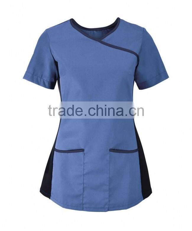 Fashionable 2017 custom Women's Stretch Scrub Top Medical Nurse Hospital nursing uniform Designs
