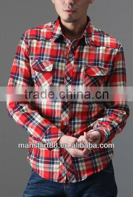 Latest design fancy 100%Cotton Single velvet Checked thickening Shirt for men with spread collar S,M,L,XL,XXL