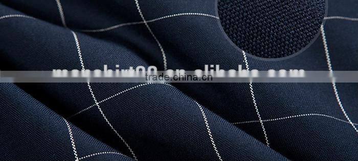 2016 navy blue men button down plaid slim fit casual shirt